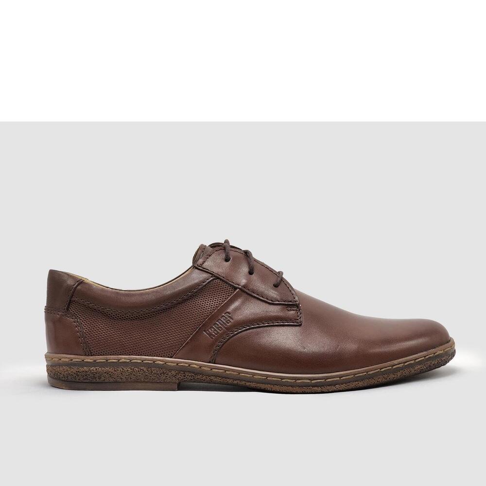 NEW KCR GROUP men's essential leather dress shoes in dark brown
